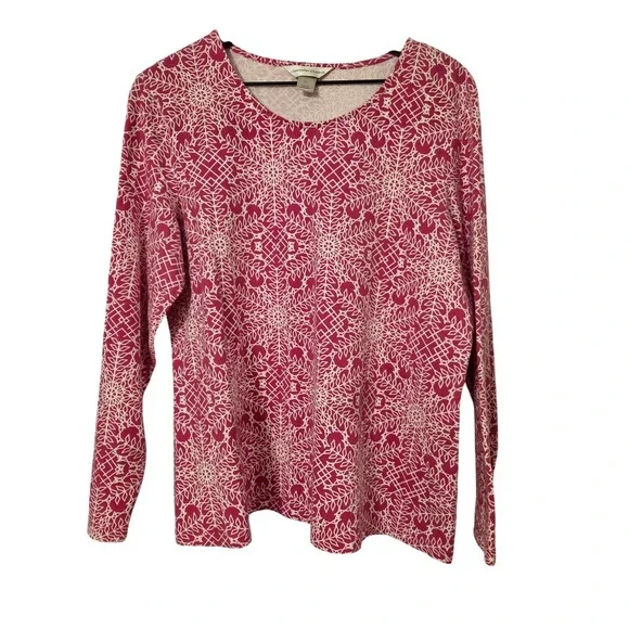 Christopher Banks Women's Long Sleeve Top Pink Beige Print‎ Casual Blouse - Picture 3 of 3